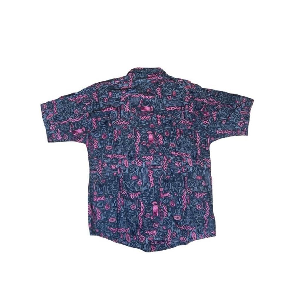 Frank Men's Vintage 80s Shirt Button Up Neon Funky Floral Size Small - Picture 2 of 8